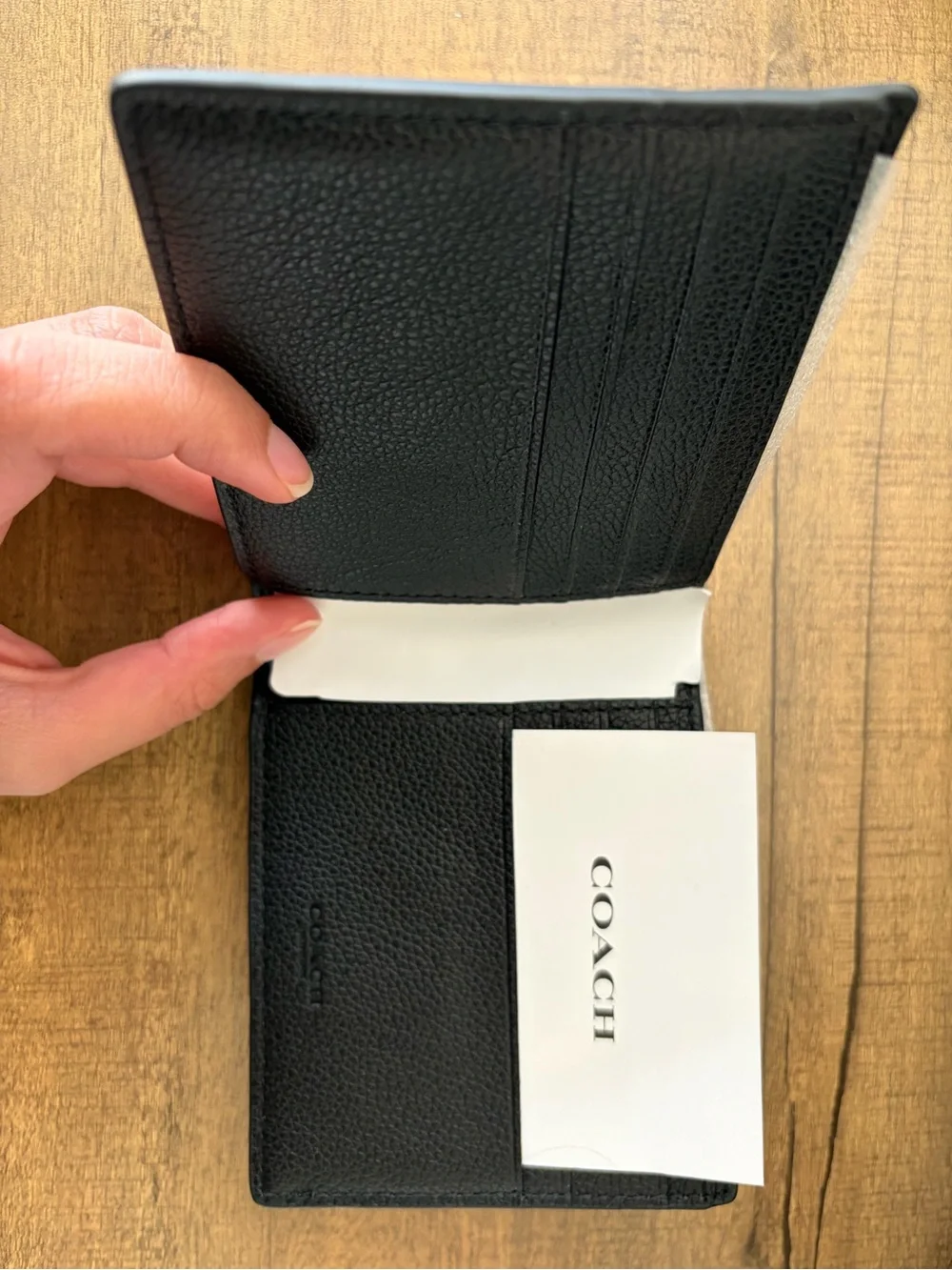 Coach Black Pebbled Leather Wallet - Men's Card & Bill Holder